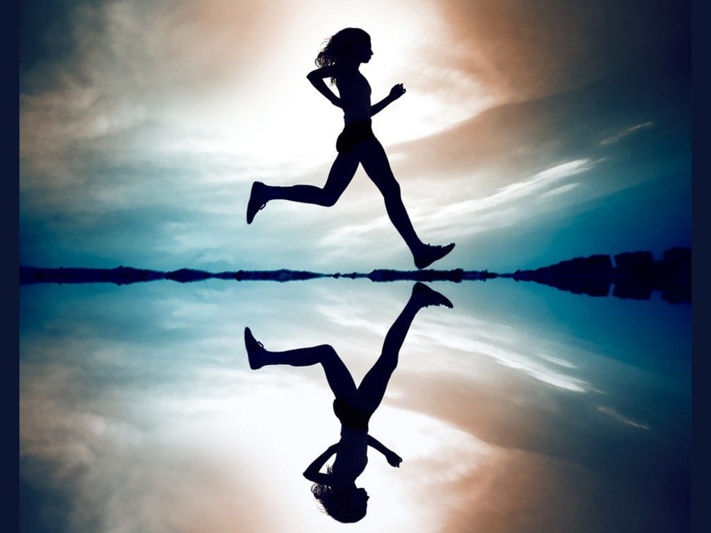 A women running