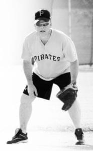 pirate's baseball player Ron in baseball uniform