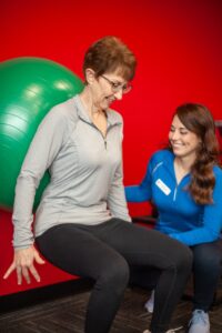 Fall prevention tips for seniors. Building strength under guidance of physical therapist.